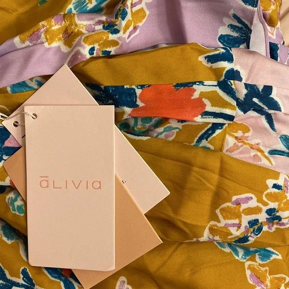 NWT Alivia The Lilly Fantasy Floral Sunshine slip midi tie shoulder summer dress - Picture 15 of 15